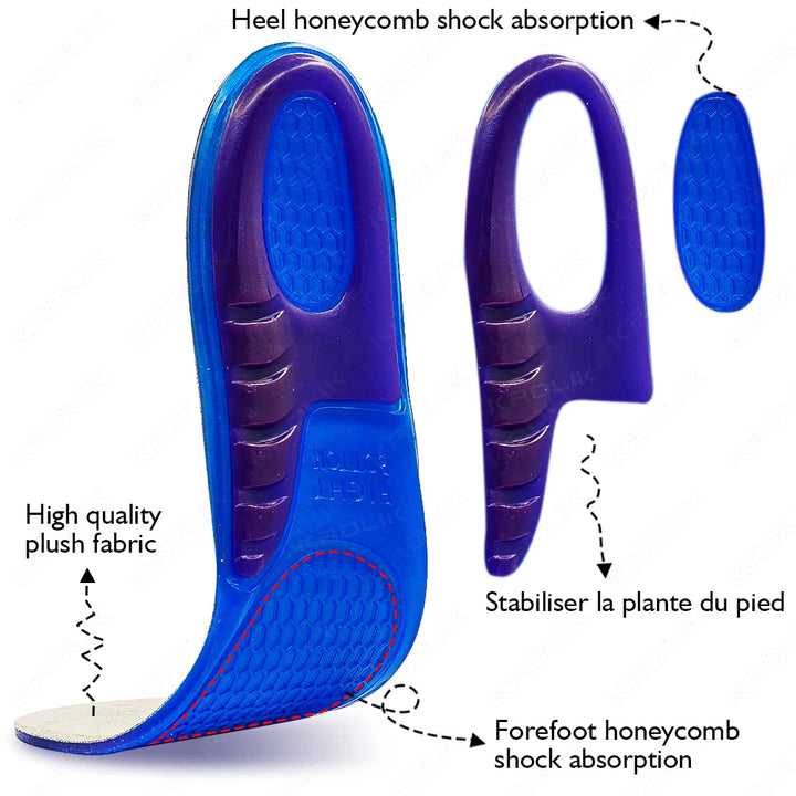 Orthotic Elastic Gel Insoles Arch Support Shoes Pads for Men Women Size 33-48 Unisex