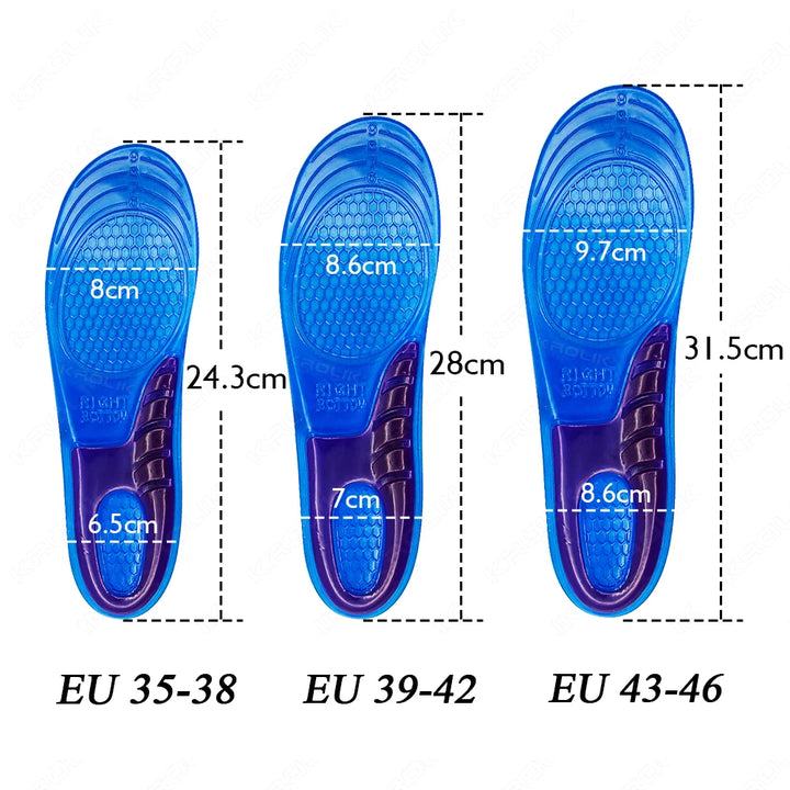 Orthotic Elastic Gel Insoles Arch Support Shoes Pads for Men Women Size 33-48 Unisex